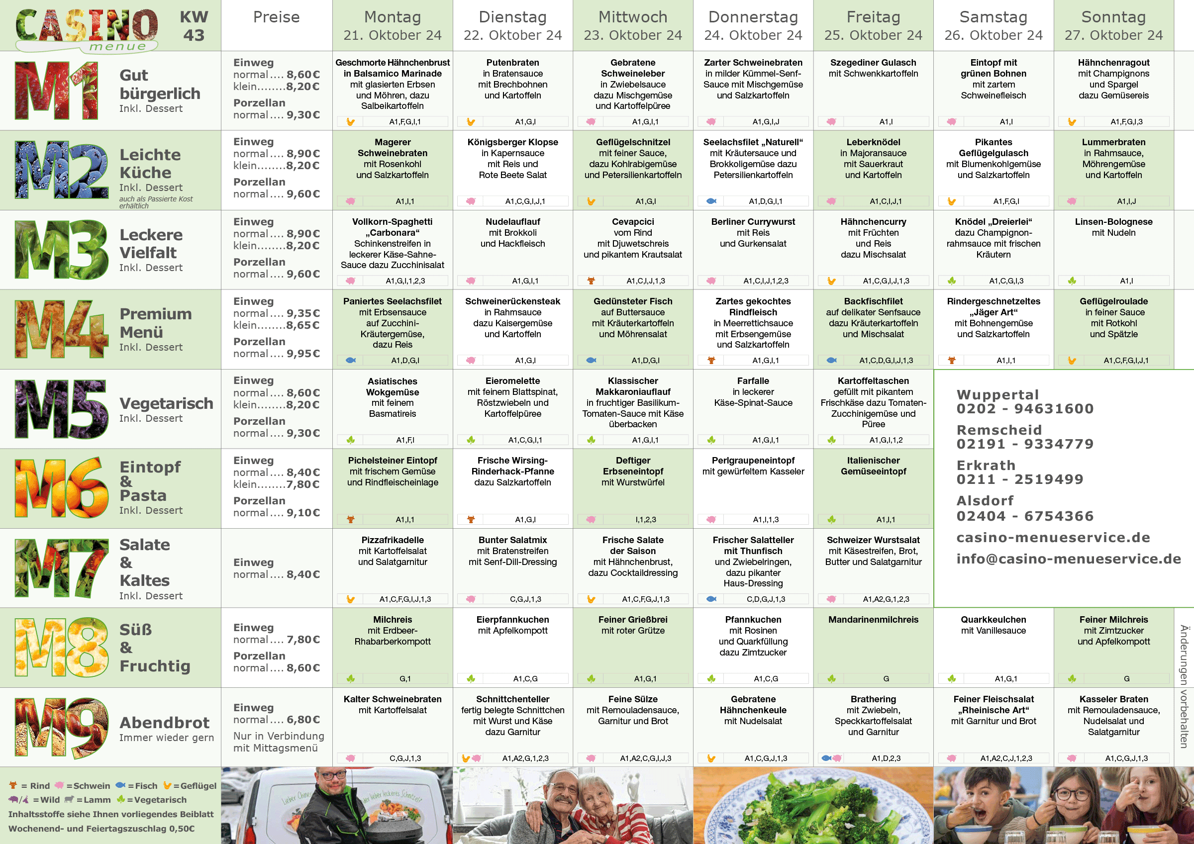 Wochenplan Essen auf Rädern