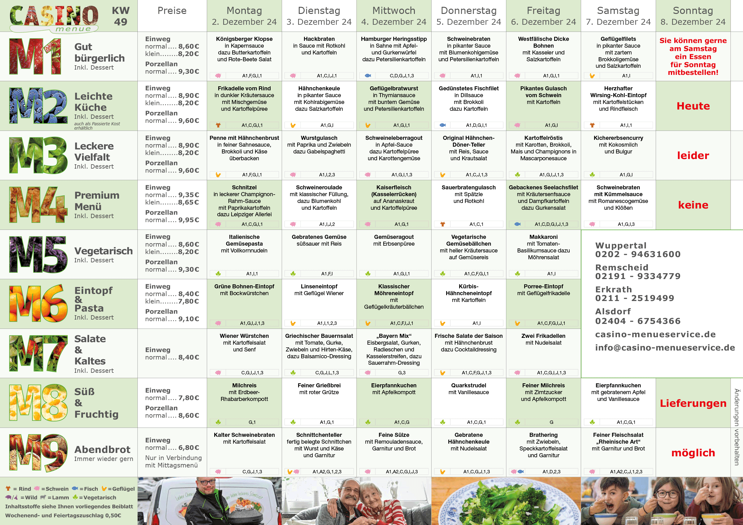 Wochenplan Essen auf Rädern