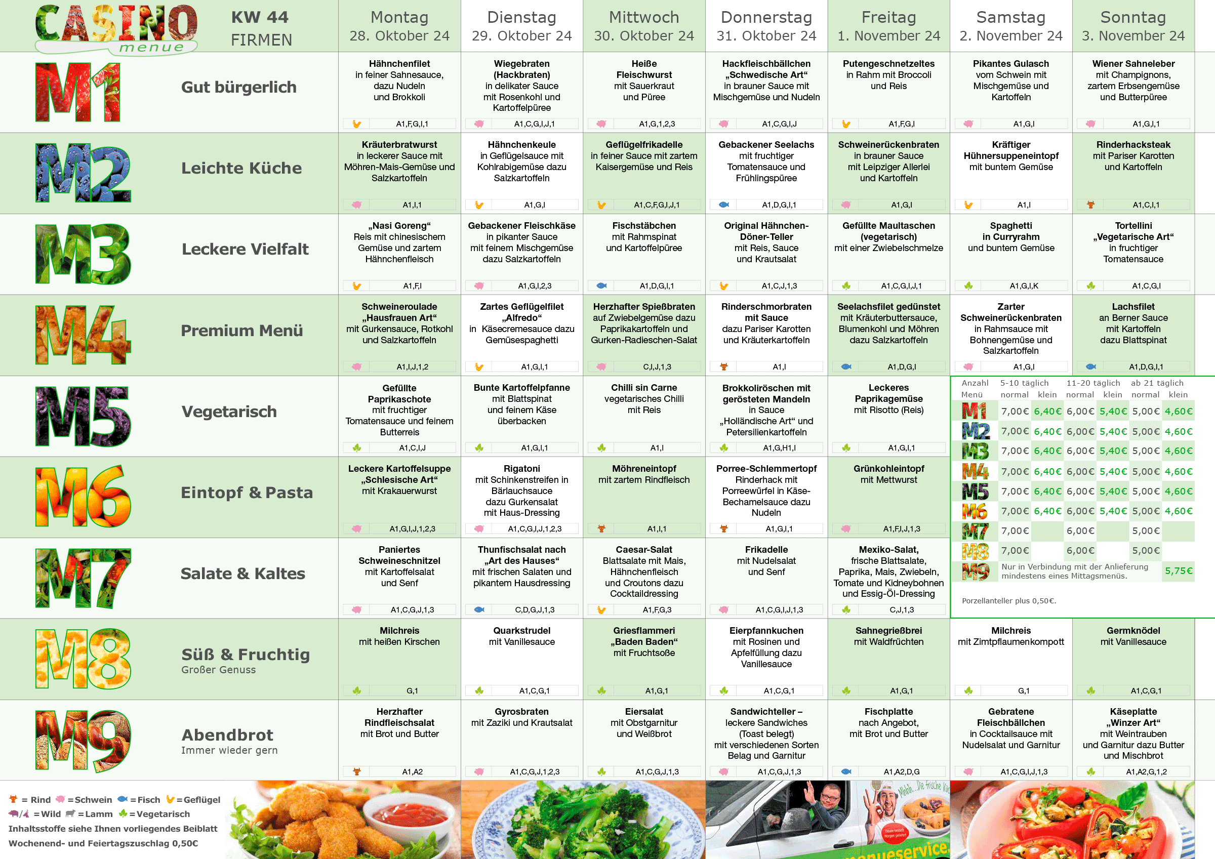 Wochenplan Essen auf Rädern