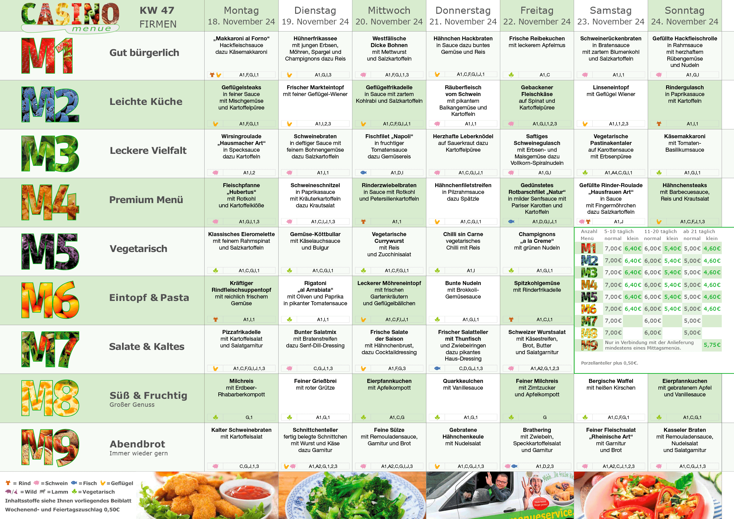 Wochenplan Essen auf Rädern